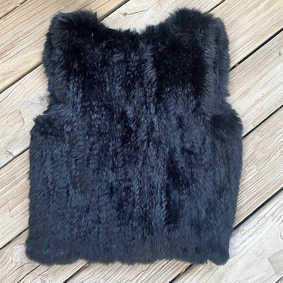 525 America Women's Black Rabbit Fur Vest Size M - Picture 3 of 9